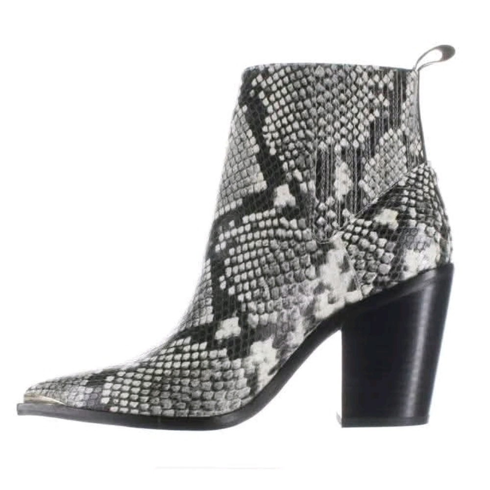 Kenneth Cole Women's West Side Block Heel Snake Print Ankle Booties NWOB